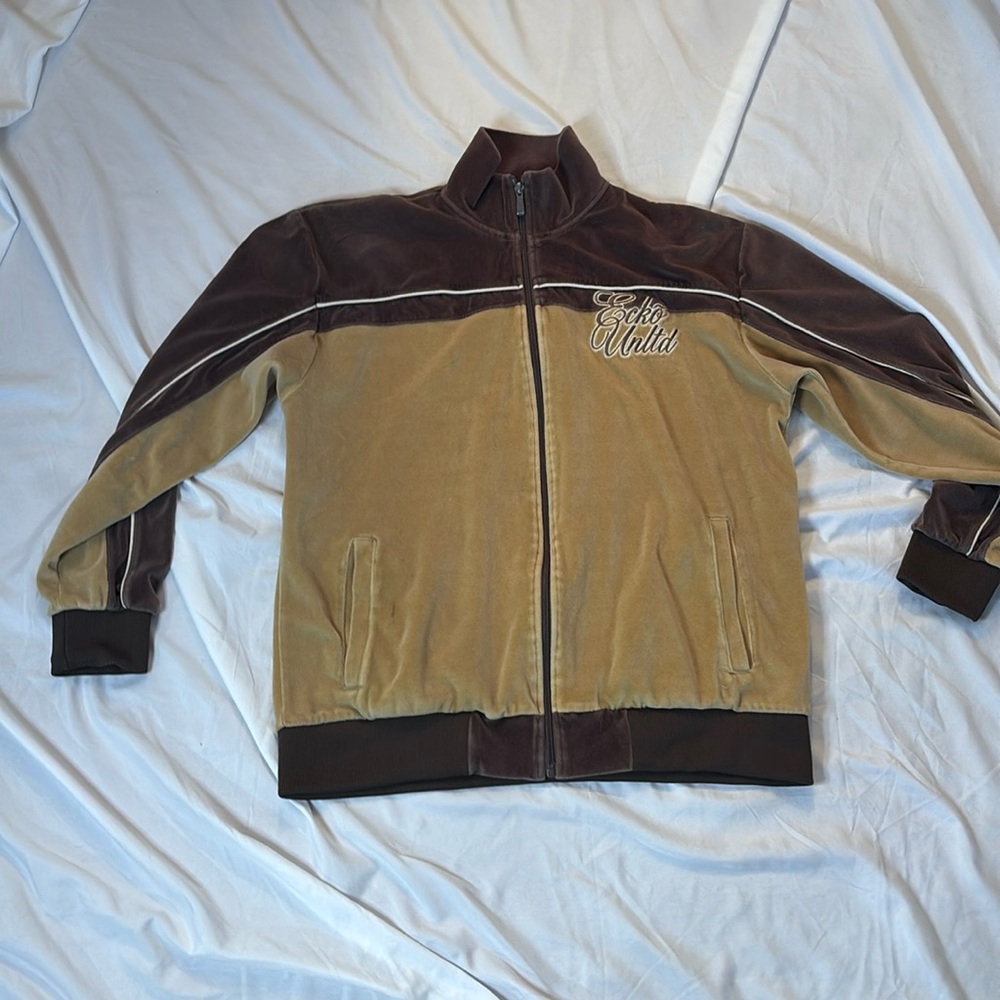 Ecko unlimited brown velvet track jacket men’s size medium